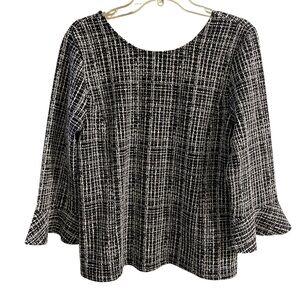 Talbots Black and White Checkered Blouse large NWT